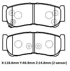 HYUNDAI SANTA FE- 06/09; ARKA FREN BALATASI (DİSK)(118.6X46.9X14.8)(DAIWA)