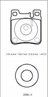 MERCEDES C CLASS- W208- 98/99; ARKA FREN BALATASI (KABLOSUZ)(DİSK) (61,6X69,7X16) (FMK)