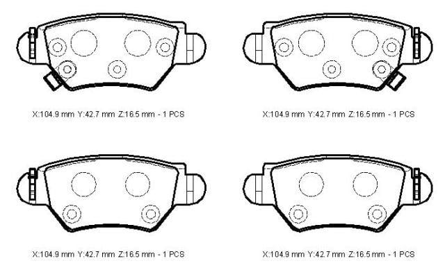 OPEL CORSA- C- 00/03; ARKA FREN BALATASI 1,4/1,7cc (DİSK) (104,9X42,7X16,5) (BRAMAX)