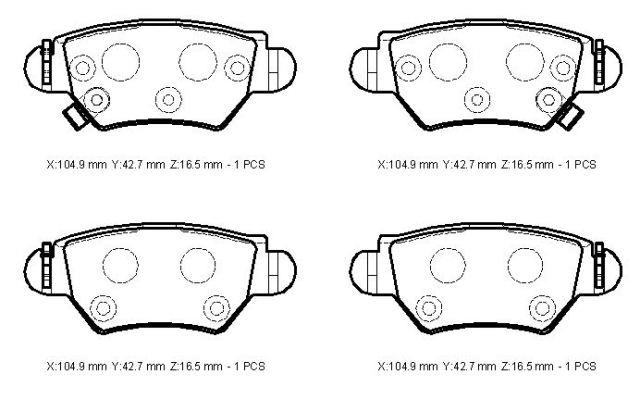 OPEL CORSA- C- 00/03; ARKA FREN BALATASI 1,4/1,7cc (DİSK) (104,9X42,7X16,5) (FMK)