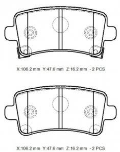 OPEL INSIGNIA- 09/17; ARKA FREN BALATASI 1,4/1,6/1,8/2,0 (DİSK)(106,4X47,4X17,3)(BRAMAX)