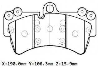 PORSCHE CAYENNE- 03/10; ÖN FREN BALATASI 3,2/3,6/4,5 (KABLOSUZ)(DİSK)(190x106.3x15.9)(BRAMAX)