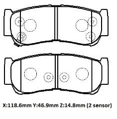 SSANGYONG KORANDO SPORTS- 12/17; ARKA FREN BALATASI (DİSK)(118.6X46.9X14.8)(DAIWA)