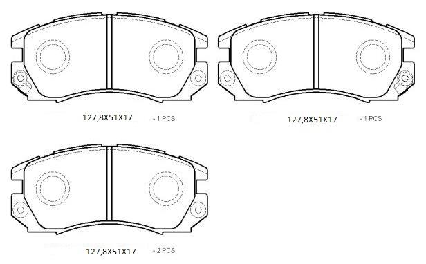 SUBARU IMPREZA- 93/96; ÖN FREN BALATASI (2,0 TURBO) (DİSK) (127,8X51X17) (DAIWA)