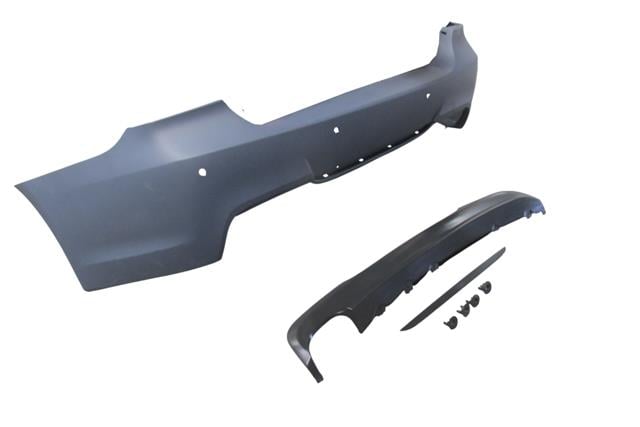 (YENİ ÜRÜN!!!)BMW 3 SERI- E90- 05/11; ARKA TAMPON ASTARLI (SENSÖR DELİKLİ/KARLIKLI/TEK EGZOSLU/ÇEK.KAPAKLI) M-TECH