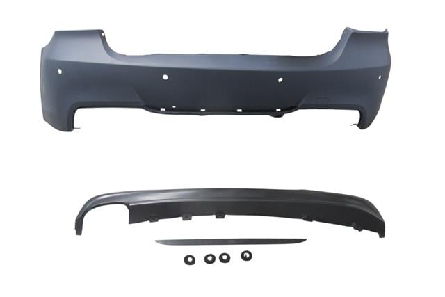 (YENİ ÜRÜN!!!)BMW 3 SERI- E90- 05/11; ARKA TAMPON ASTARLI (SENSÖR DELİKLİ/KARLIKLI/TEK EGZOSLU/ÇEK.KAPAKLI) M-TECH