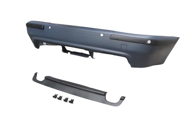 (YENİ ÜRÜN!!!)BMW 5 SERI- E39- 96/00; ARKA TAMPON ASTARLI (SEN.YUVALI/KARLIKLI/BANTLI)(ÇİFT EGZ D./ÇEK.KAPAKLI )M5
