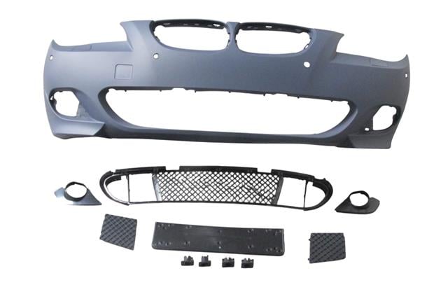 (YENİ ÜRÜN!!!)BMW 5 SERI- E60- 04/07; ÖN TAMPON (IZGARALI//PLAKA PLAST.)SEN.DELİKLİ 24MM/F.YIK.LI) (M-TECH) ASTARL
