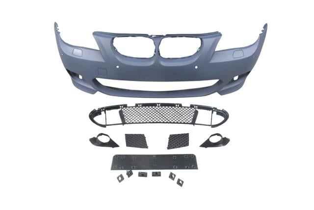 (YENİ ÜRÜN!!!)BMW 5 SERI- E60- 04/07; ÖN TAMPON (IZGARALI//PLAKA PLAST.)SEN.DELİKLİ 18MM/F.YIK.LI) (M-TECH) ASTARL