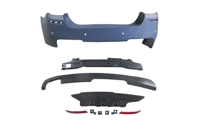 (YENİ ÜRÜN!!!)BMW 5 SERI- F10- 10/16; ARKA TAMPON ASTARLI(SEN.YUVALI/REFLEKTÖRLÜ/KARLIKLI)(TEK EGZ.D.Lİ)M-TECH-LCI