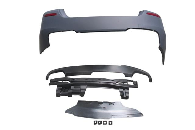 (YENİ ÜRÜN!!!)BMW 5 SERI- F10- 10/16; ARKA TAMPON ASTARLI (SEN.YUVALI/REFLEKTÖRLÜ/KARLIKLI/ŞOK EMİCİ) M550İ/LCI