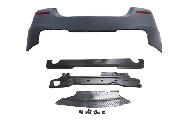 (YENİ ÜRÜN!!!)BMW 5 SERI- F10- 10/16; ARKA TAMPON ASTARLI(SEN.YUVALI/REFLKTRLÜ/KARLIKLI) (ÇİFT EGZ.D.Lİ)M-TECH-LCI