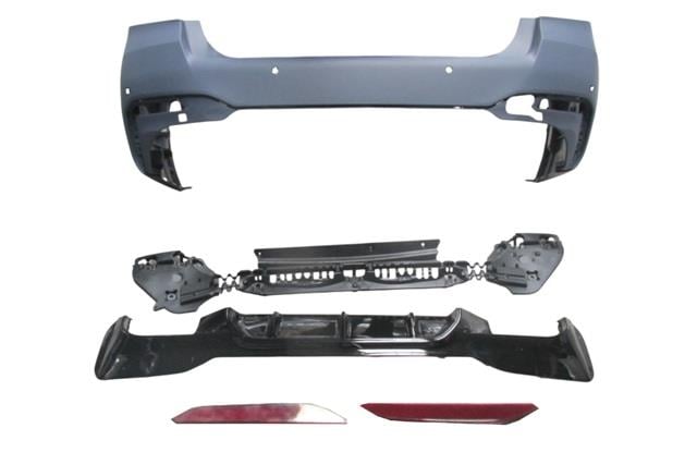 (YENİ ÜRÜN!!!)BMW 5 SERI- G30- 20/22; ARKA TAMPON ASTARLI(KARLIKLI-REFLEKTÖRLÜ-BRAKETLİ-ÇEKİ KAPAKLI-SENSÖRLÜ)(M5)
