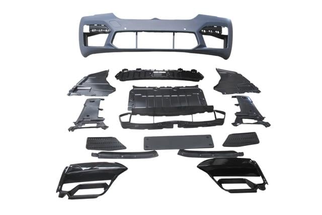 (YENİ ÜRÜN!!!)BMW 5 SERI- G30- 20/22; ÖN TAMPON GRİ (IZGARALI/SİS KAPAKLI/SENSÖR DELİKLİ) (F90/M5/LCI)
