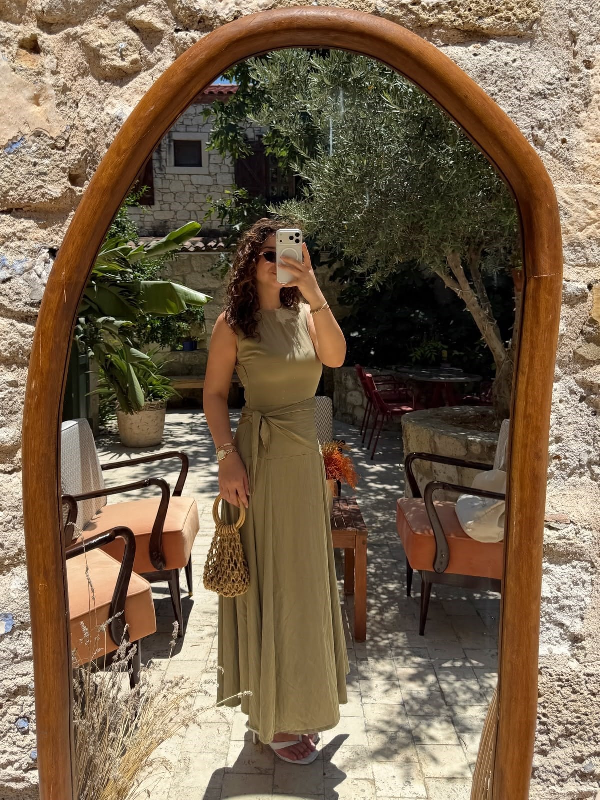  Fular Bağlamalı Yeşil Elbise