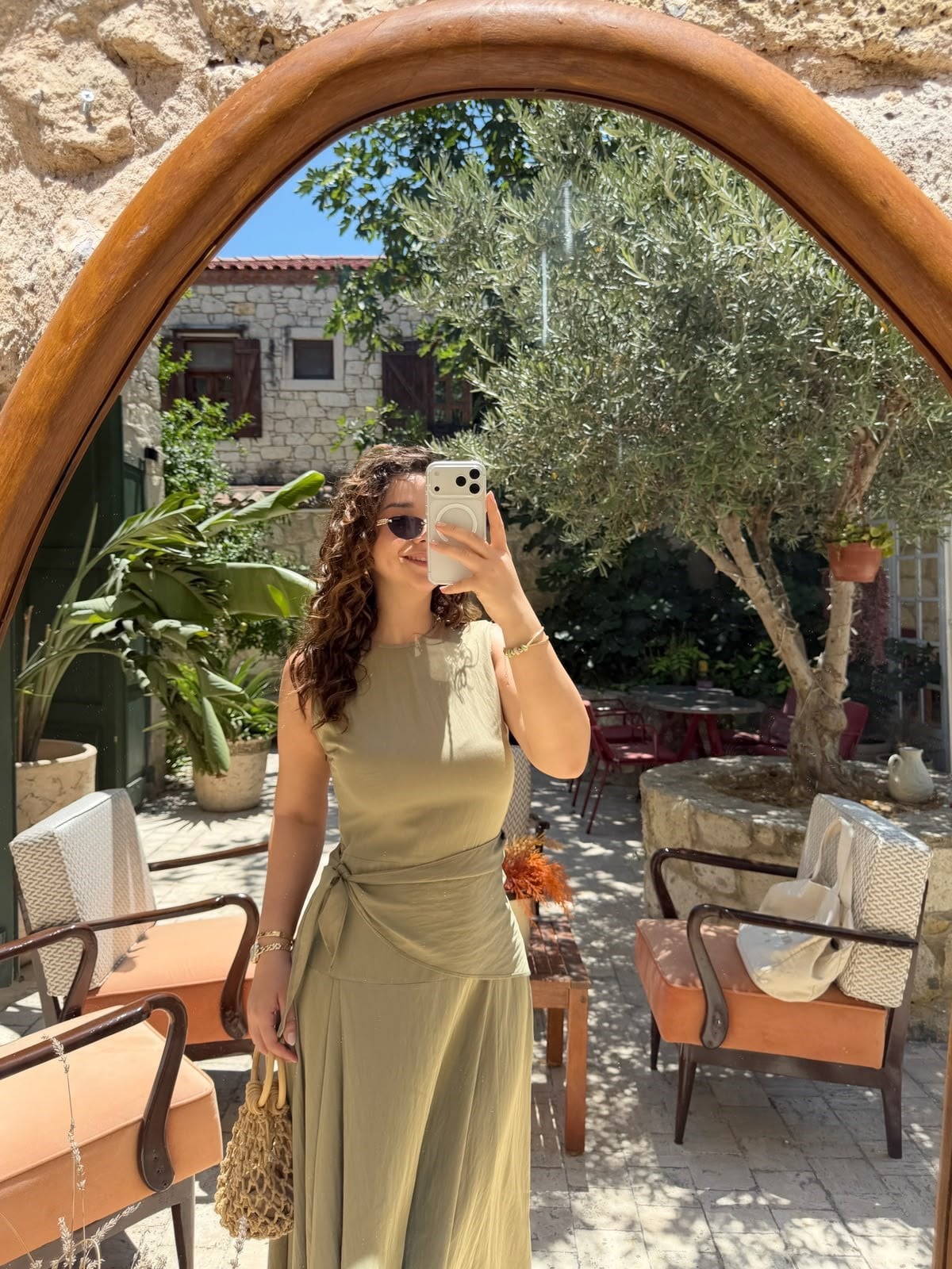  Fular Bağlamalı Yeşil Elbise