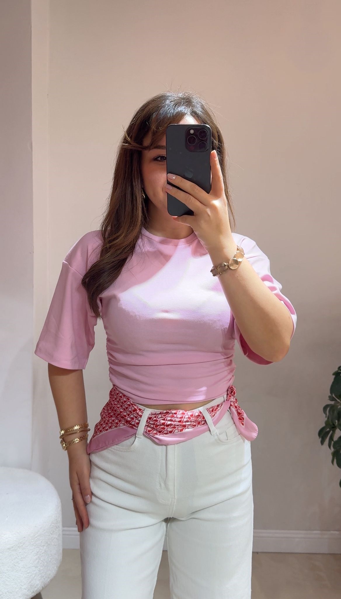 Belden Oturmalı Pembe Thsirt