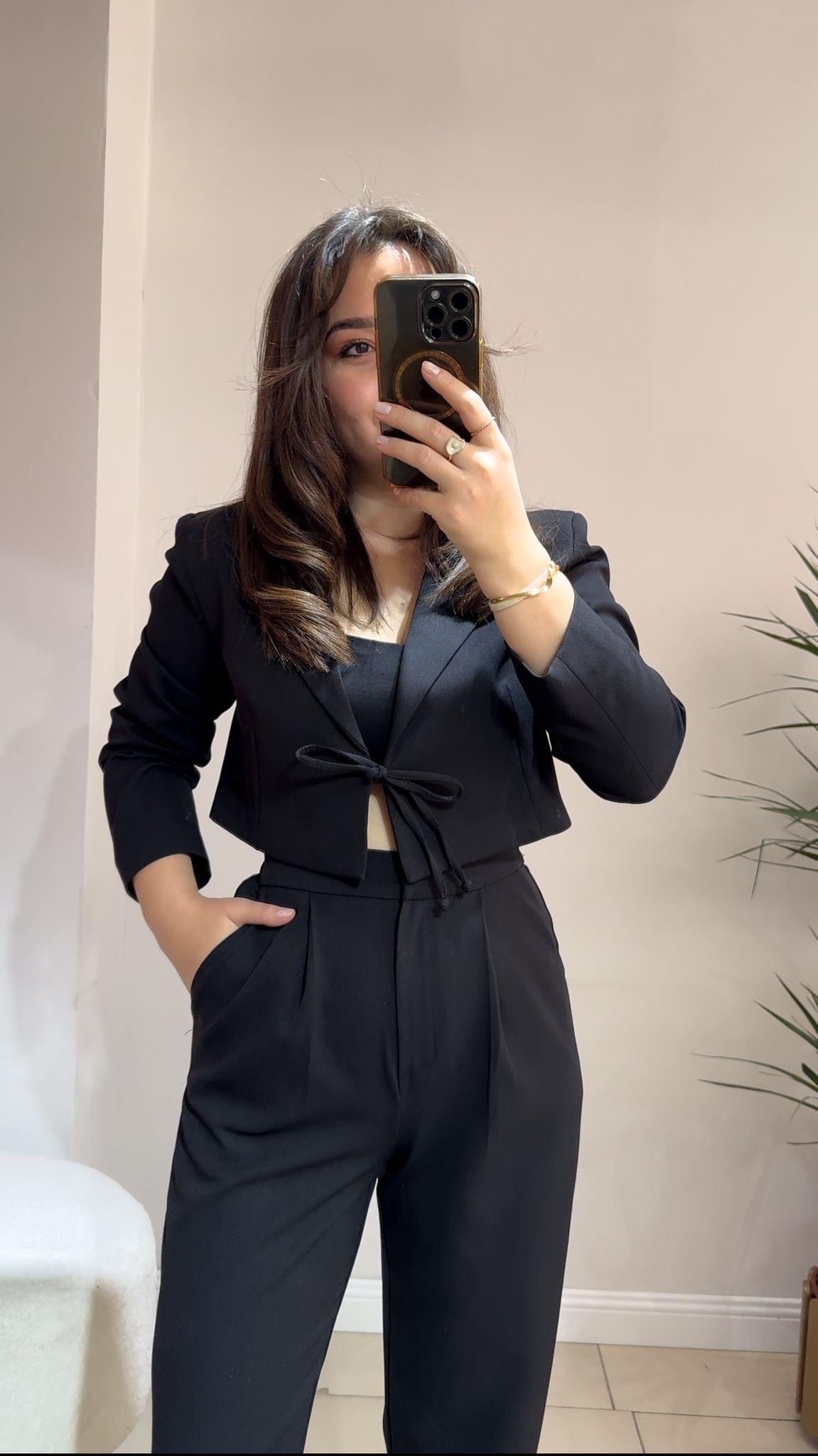 Mini Blazer Ceketli Takım Siyah