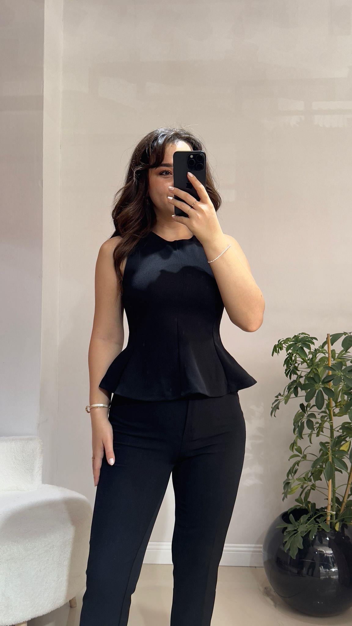 Siyah Peplum Bluz