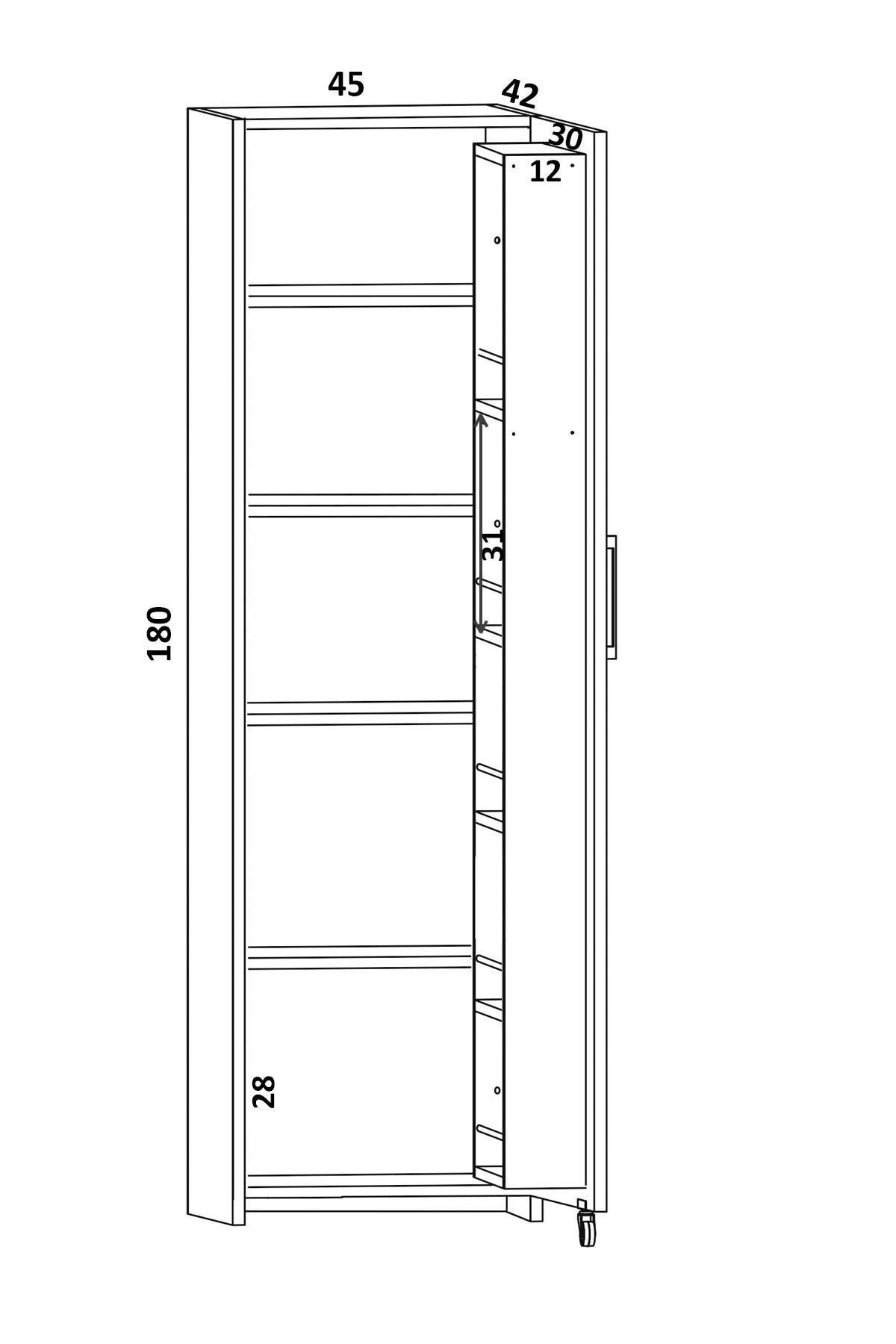 Avmpark Tek Kapaklı 180 cm Erzak Dolabı Hazeran
