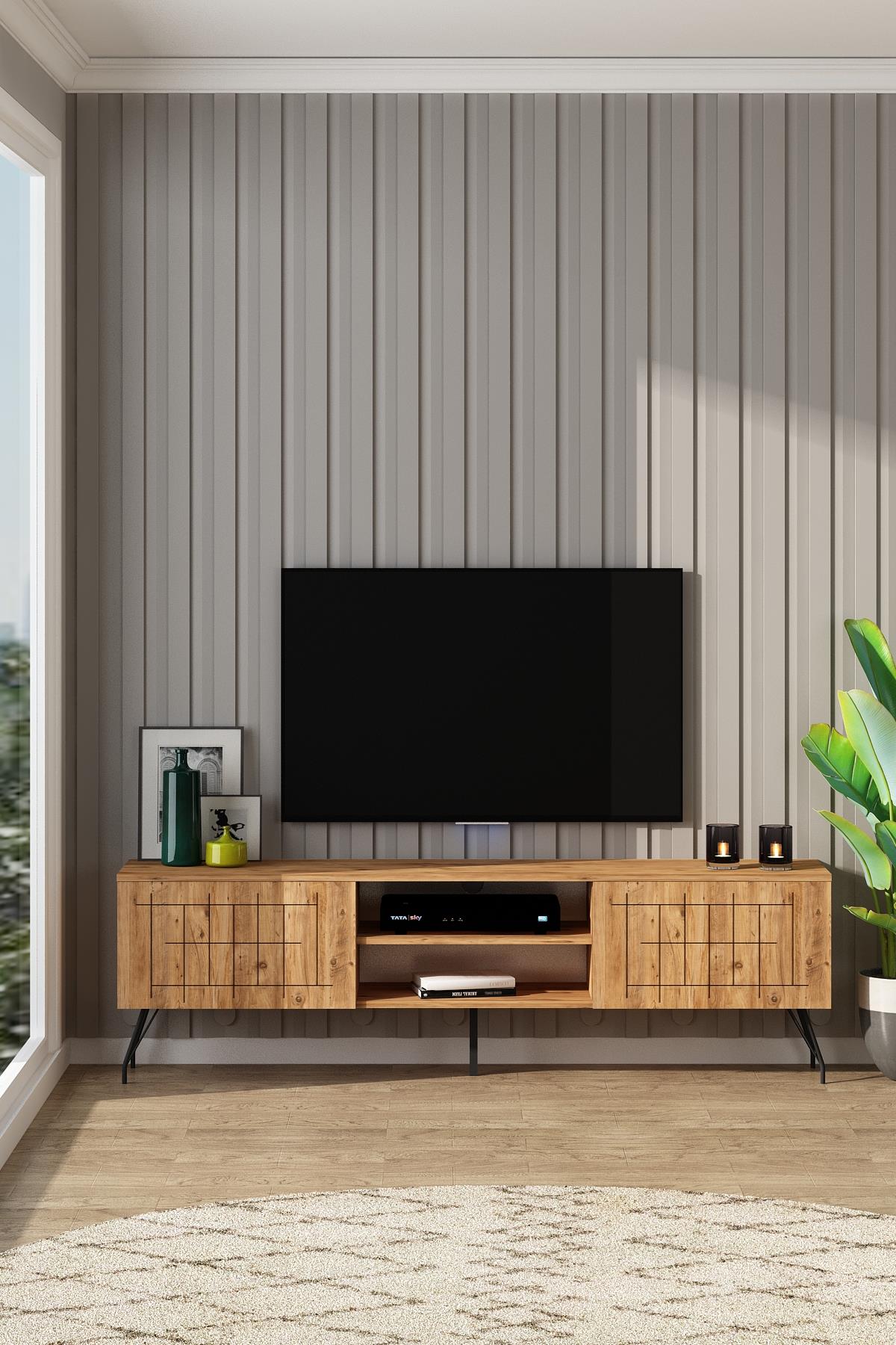 Breda 180 cm Tv Ünitesi Televizyon Sehpası Atlantik Çam
