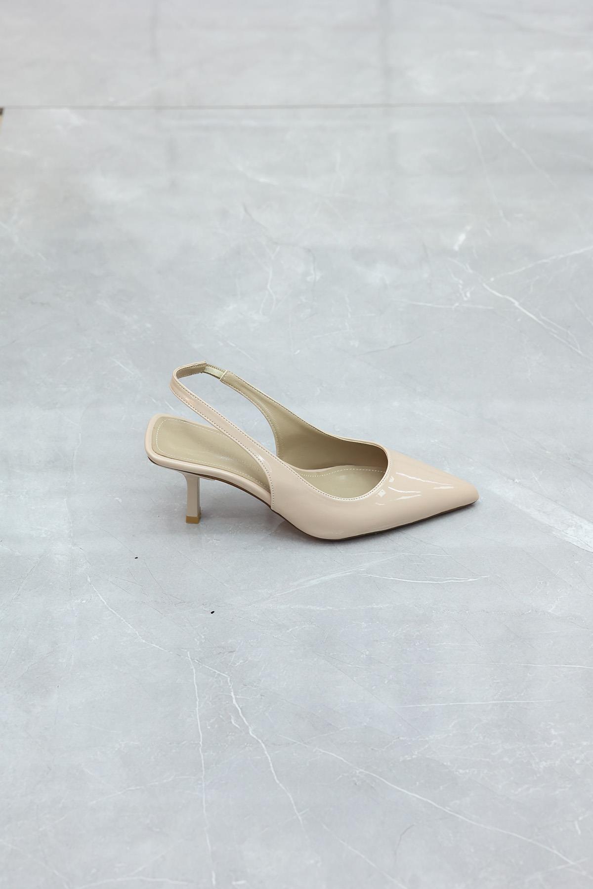 Arkası Açık Çok Rahat Topuklu Ten Rengi