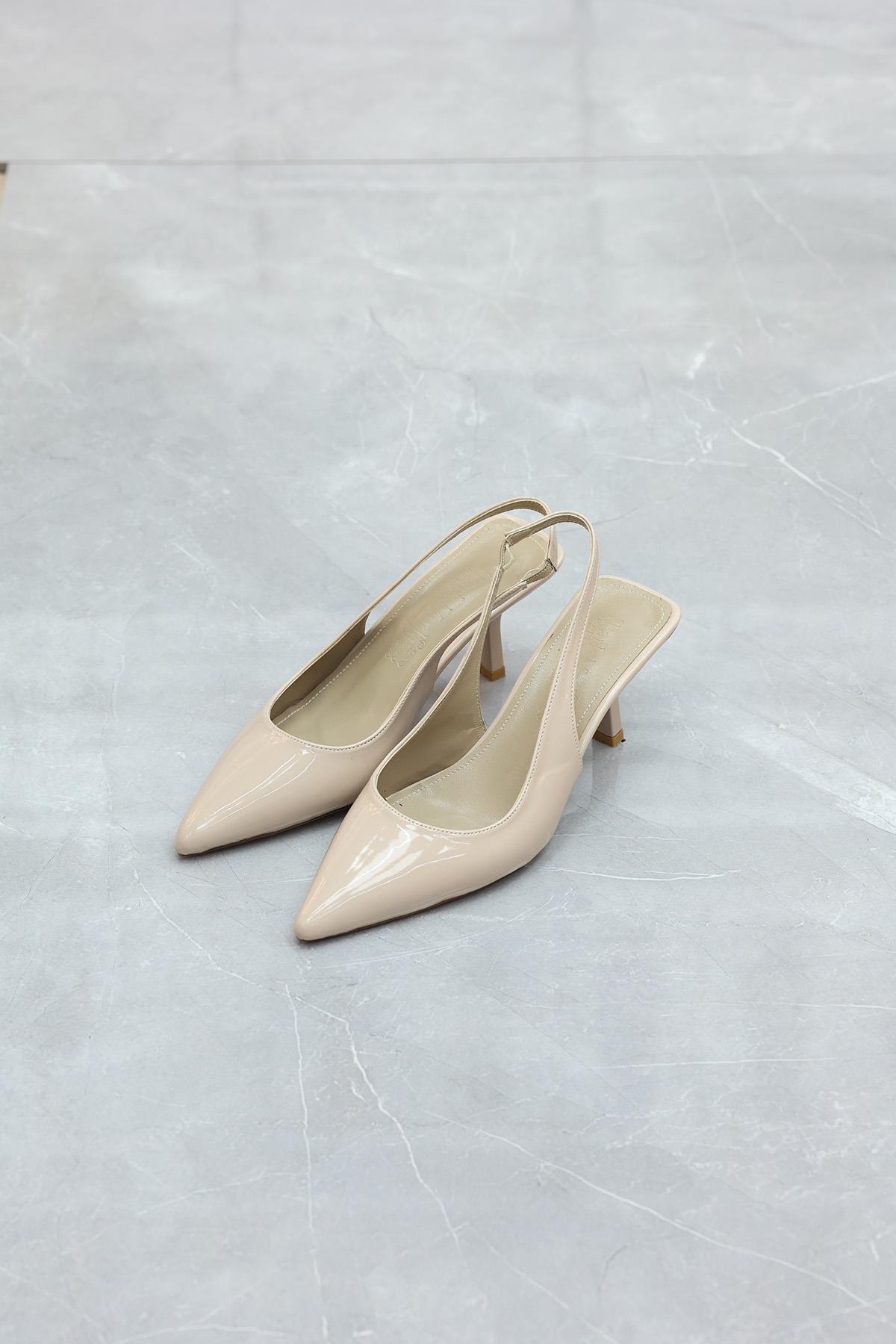 Arkası Açık Çok Rahat Topuklu Ten Rengi