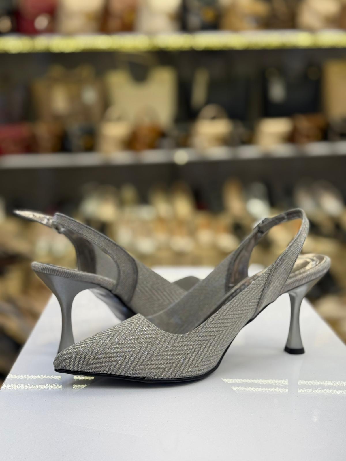 Arkası Açık Stiletto Platin