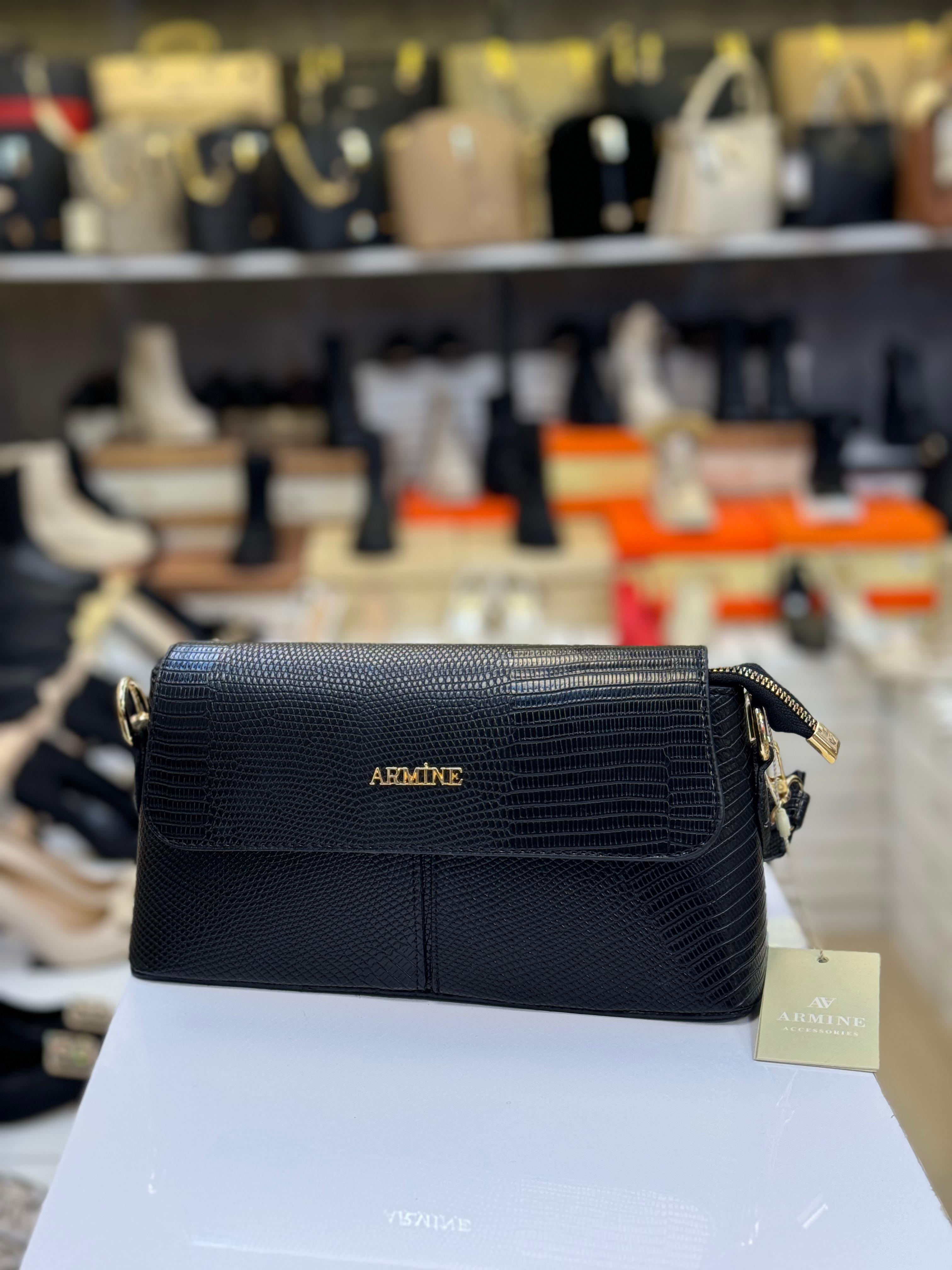 Armine 347 Kadın Kol & Omuz Çantası Siyah Croko