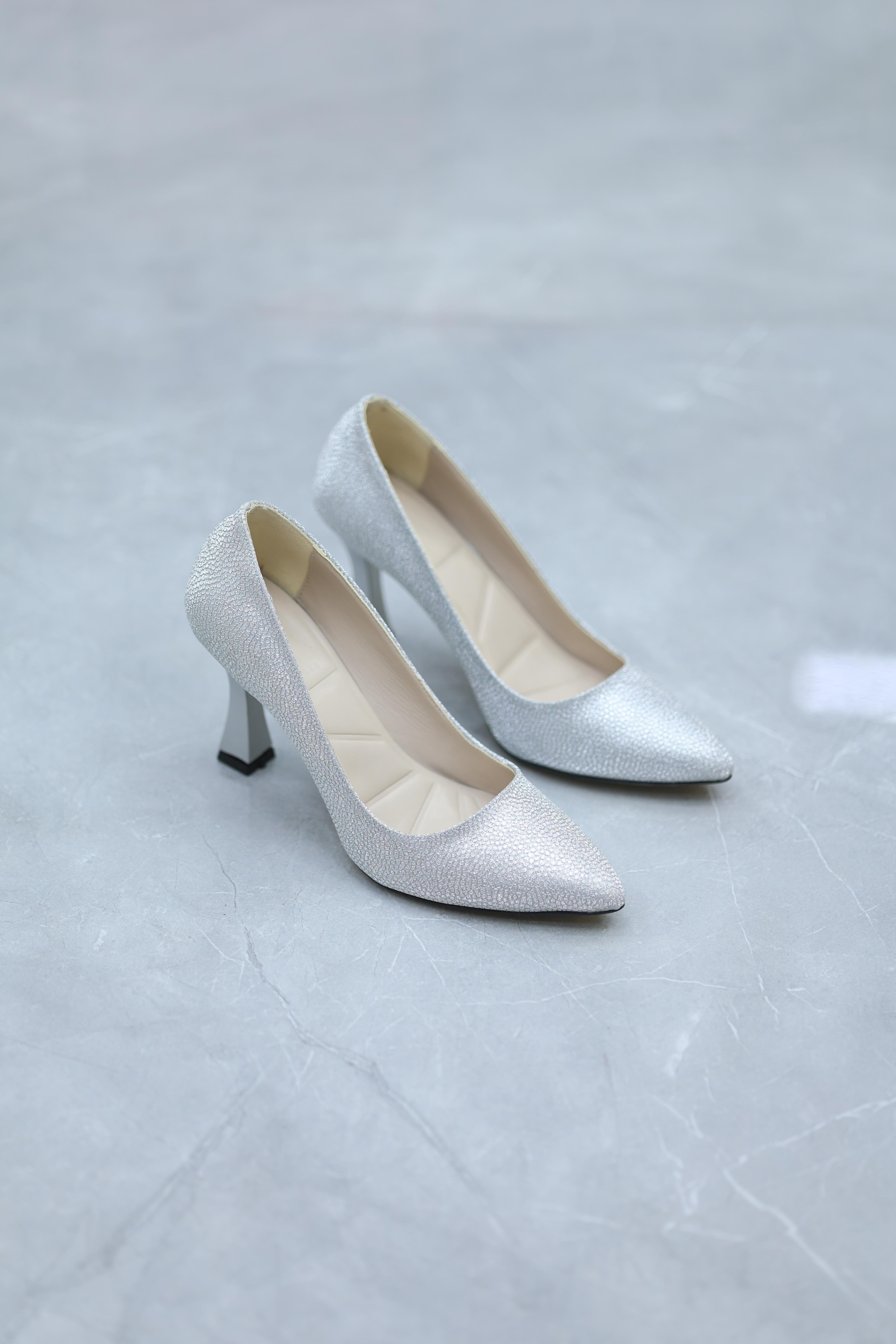 Baskılı Gümüş Stiletto