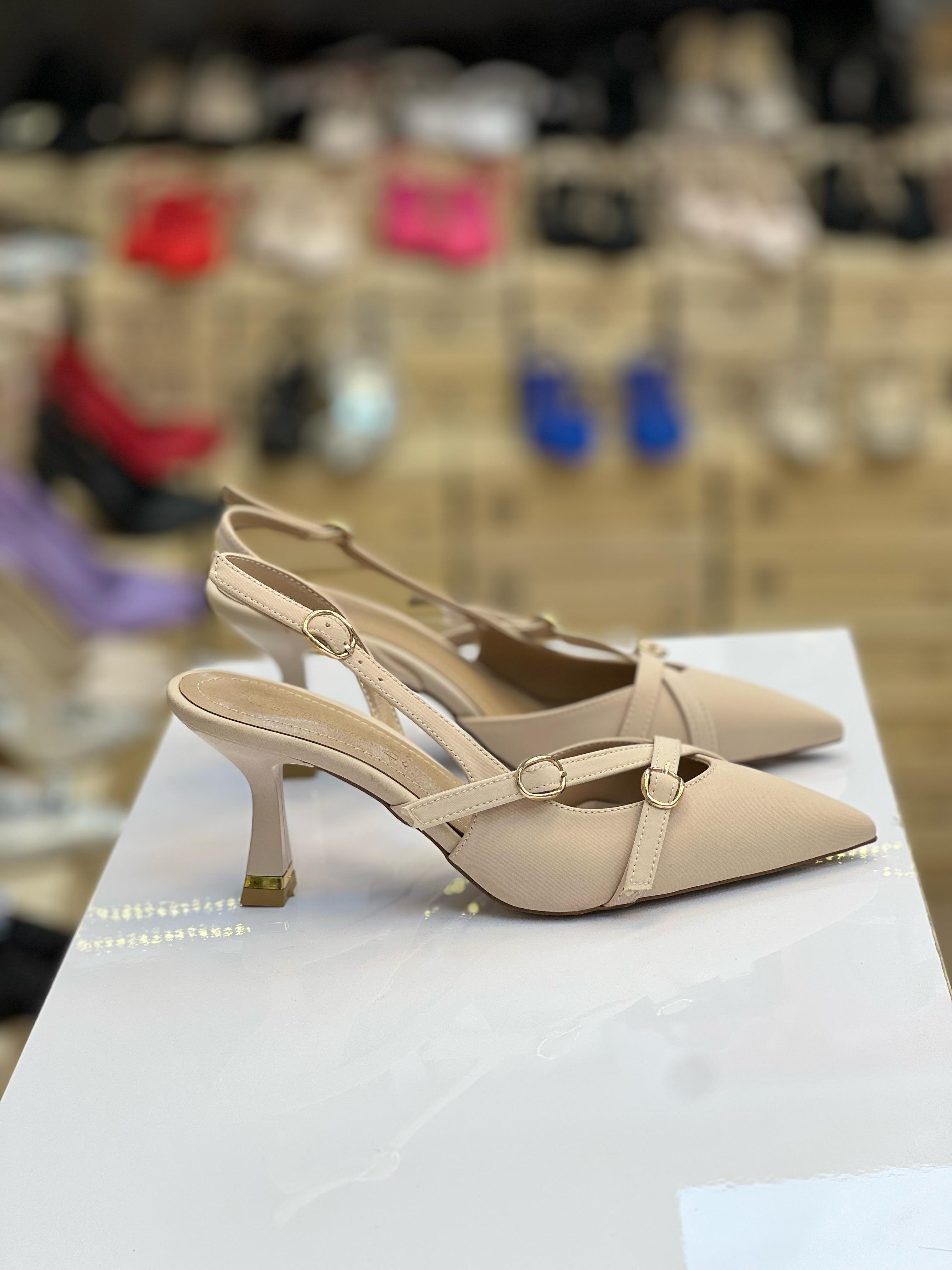 Çift Baretli Saten Malzeme Rahat Kadın Stiletto