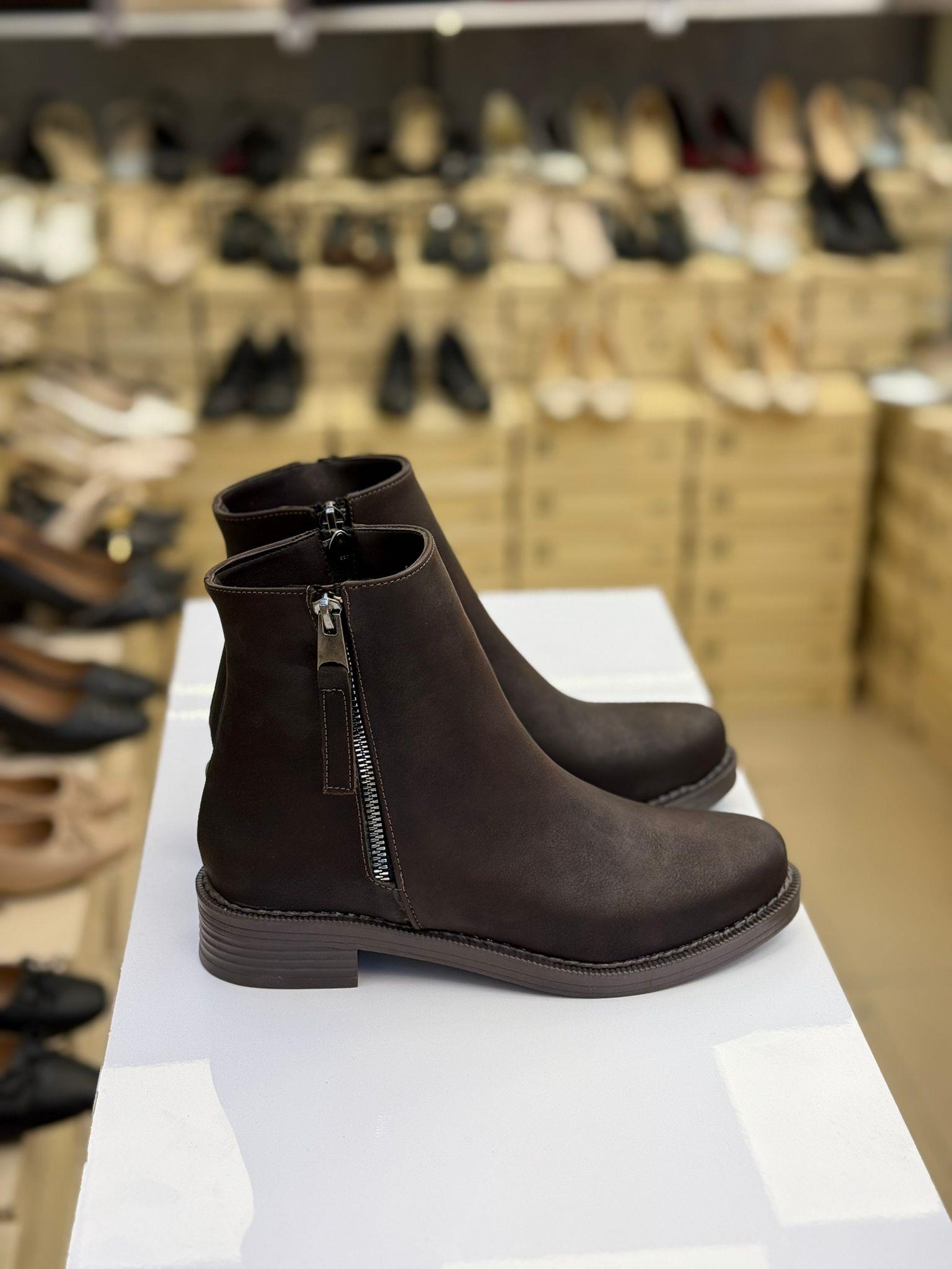 Fermuarlı Düz Taban Kaymaz Bot Acı Kahve CC08-KHV