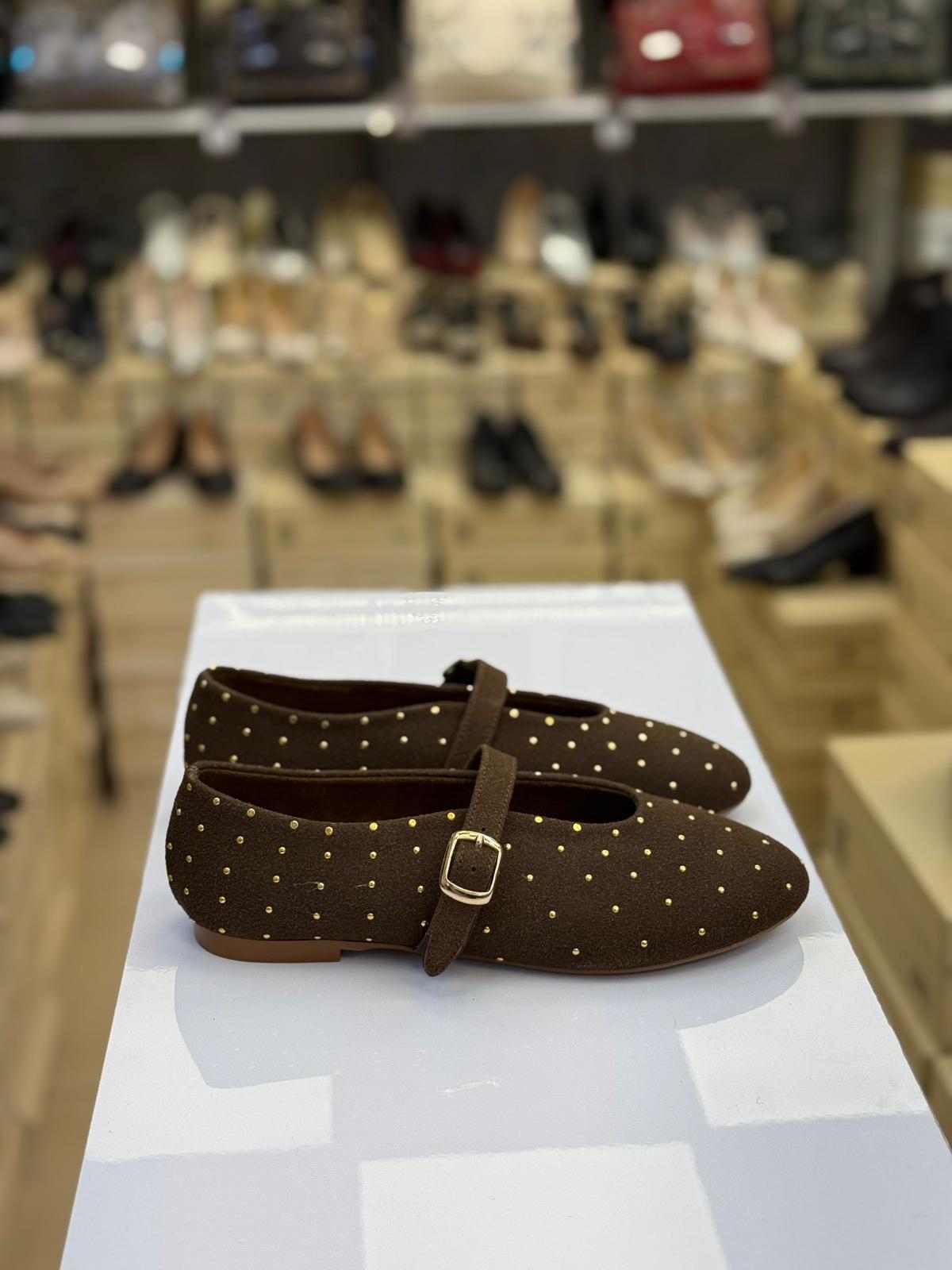 Gold Taşlı Şık Babet Kahve