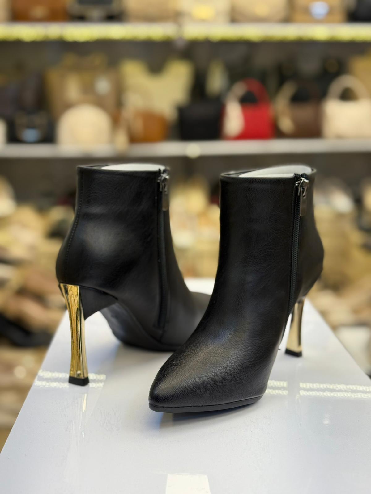 Gold Topuklu Fermuarlı Bot