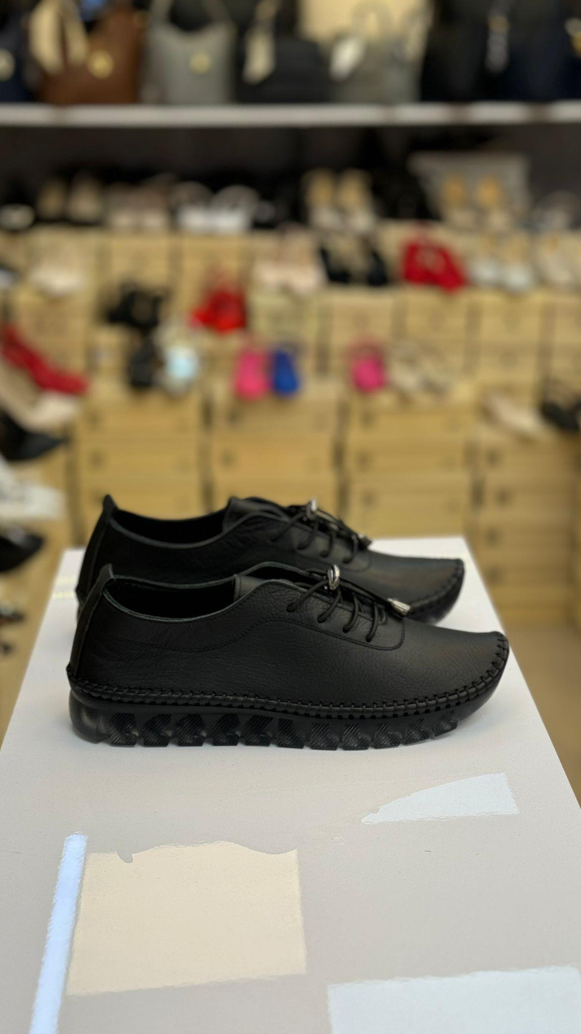 Günlük Siyah Hakiki Deri Çok Rahat Ayakkabı