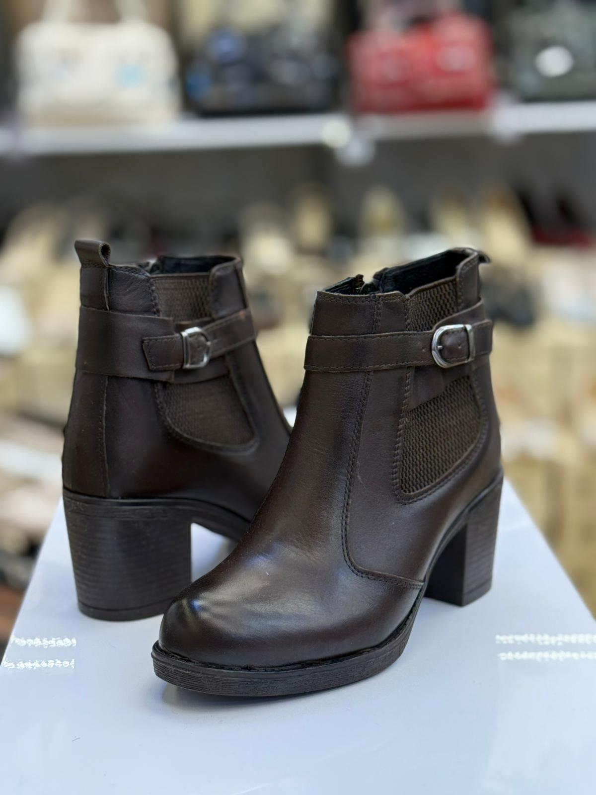 Hakiki Deri Kahve Rengi Kadın Bot