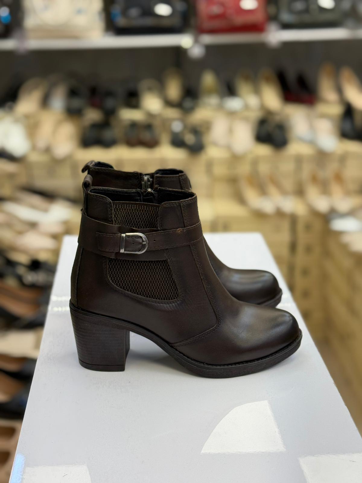 Hakiki Deri Kahve Rengi Kadın Bot