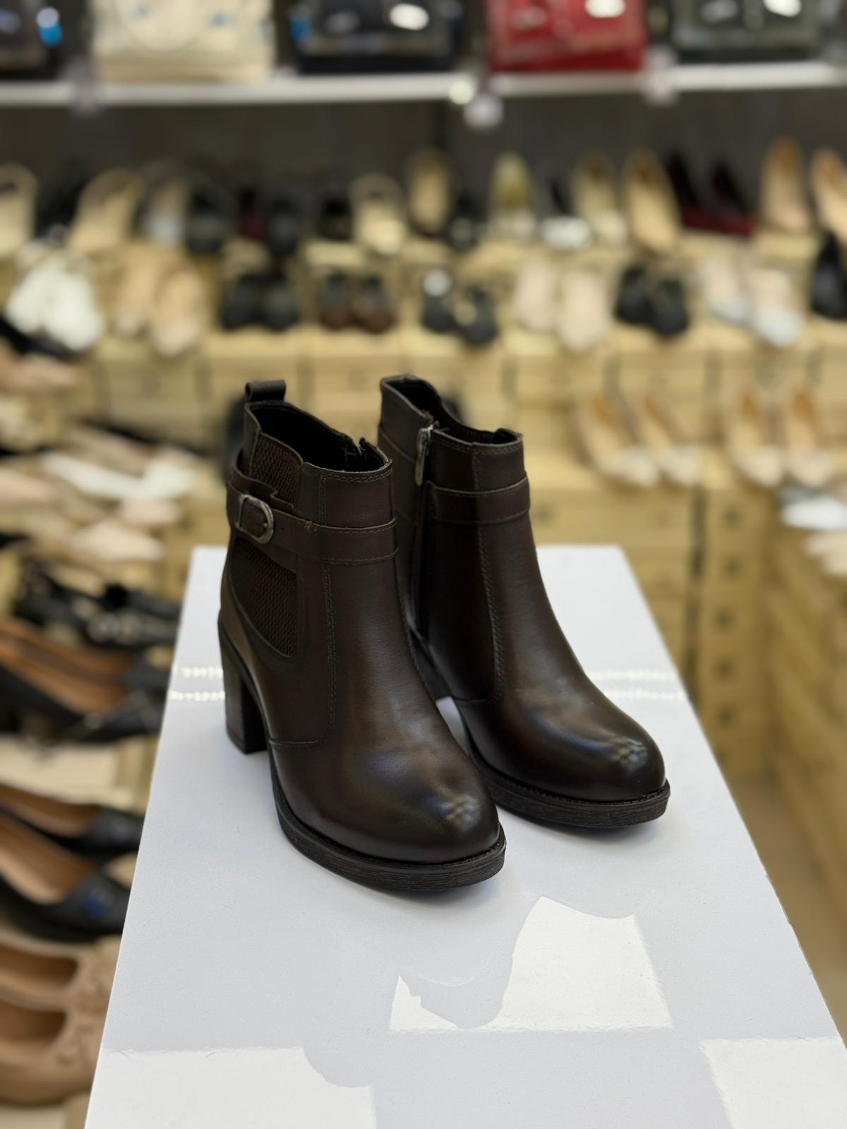 Hakiki Deri Kahve Rengi Kadın Bot