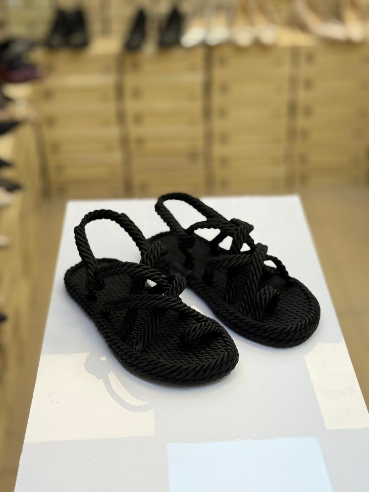 Hasır Sandalet Yeni Sezon Parmak Arası Siyah