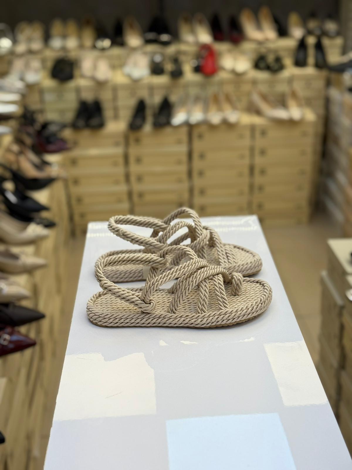 Hasır Sandalet Yeni Sezon Parmak Arası Ten Rengi