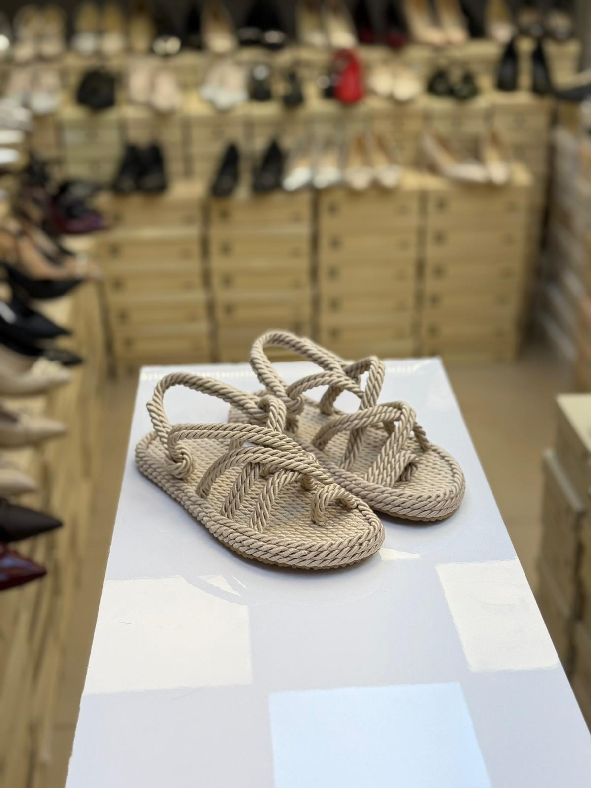 Hasır Sandalet Yeni Sezon Parmak Arası Ten Rengi