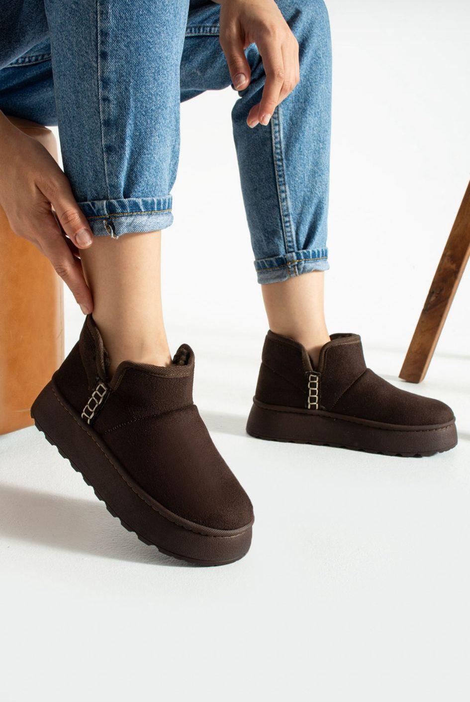 İçi Kürklü Kadın Bot UG Kahve