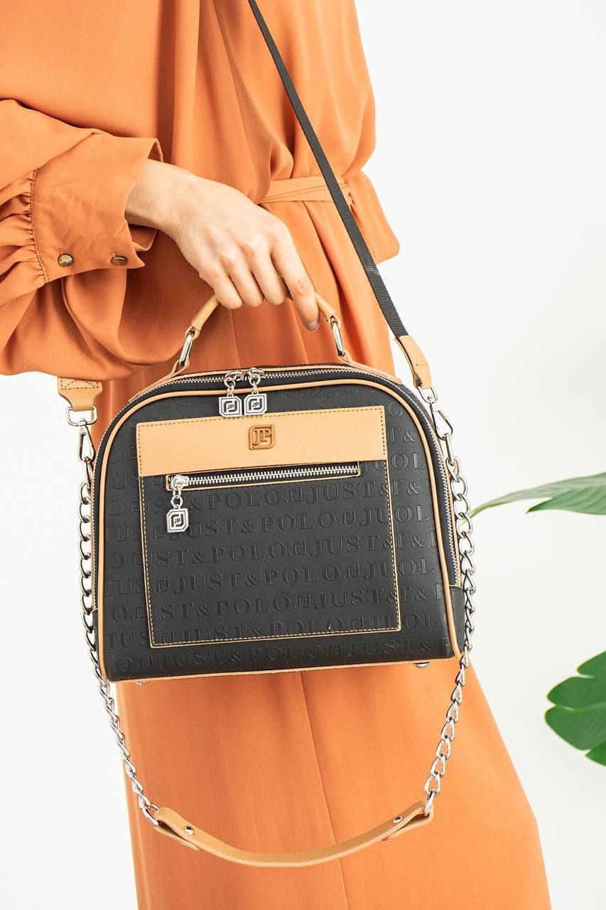 Just Polo Lazer Baskılı Çift Renk Omuz Çantası