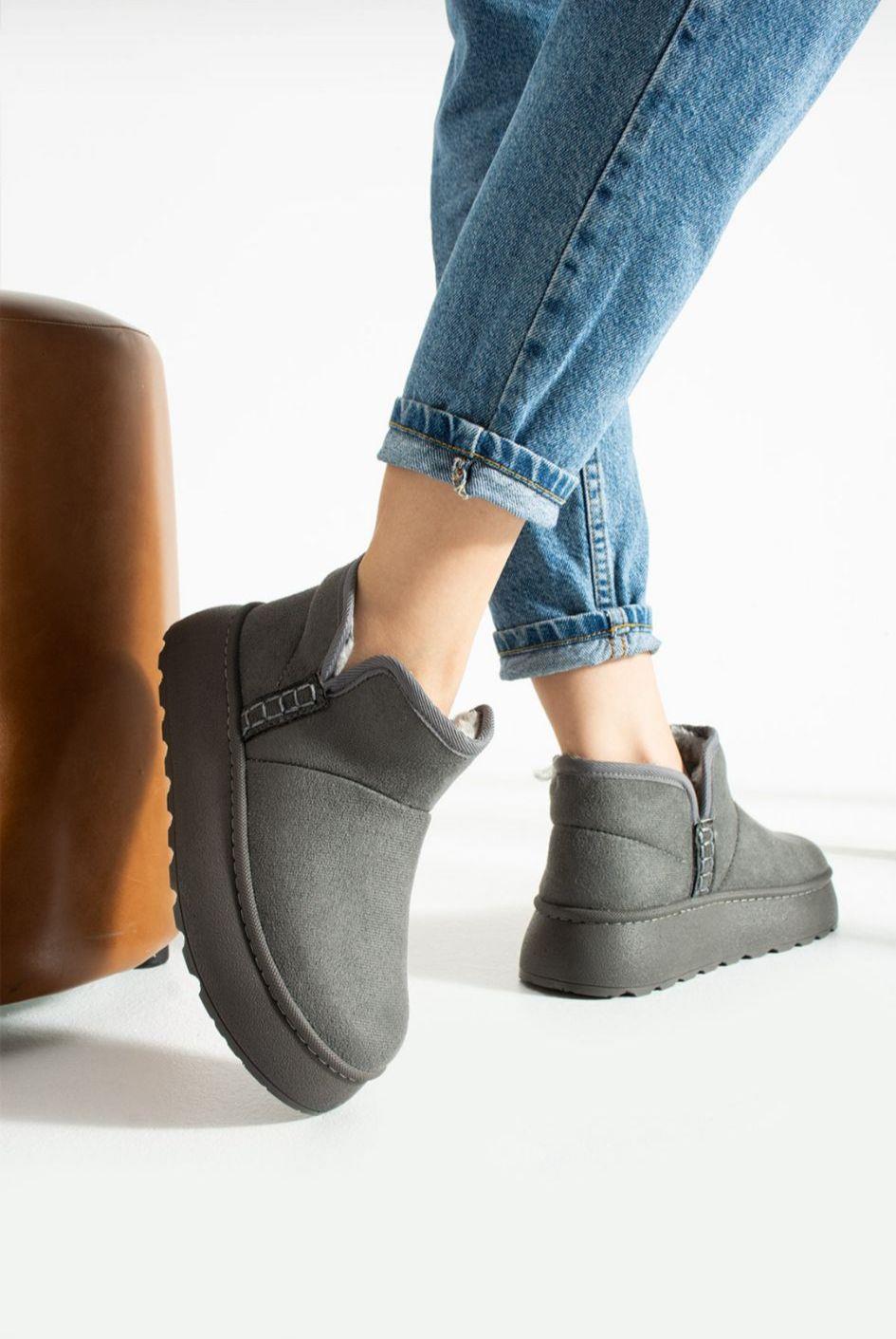 Kadın içi Kürklü Günlük Bot Antrasit