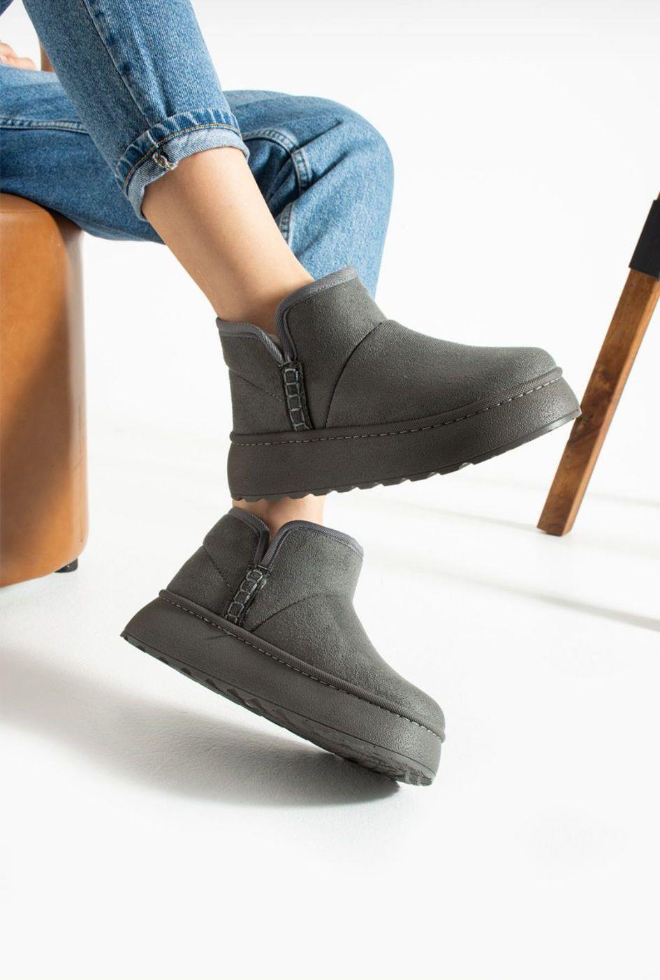 Kadın içi Kürklü Günlük Bot Antrasit