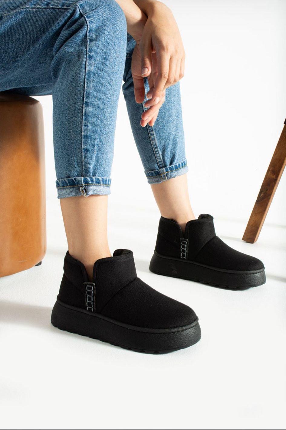 Kadın Kalın Taban İçi Kürklü Bot Siyah