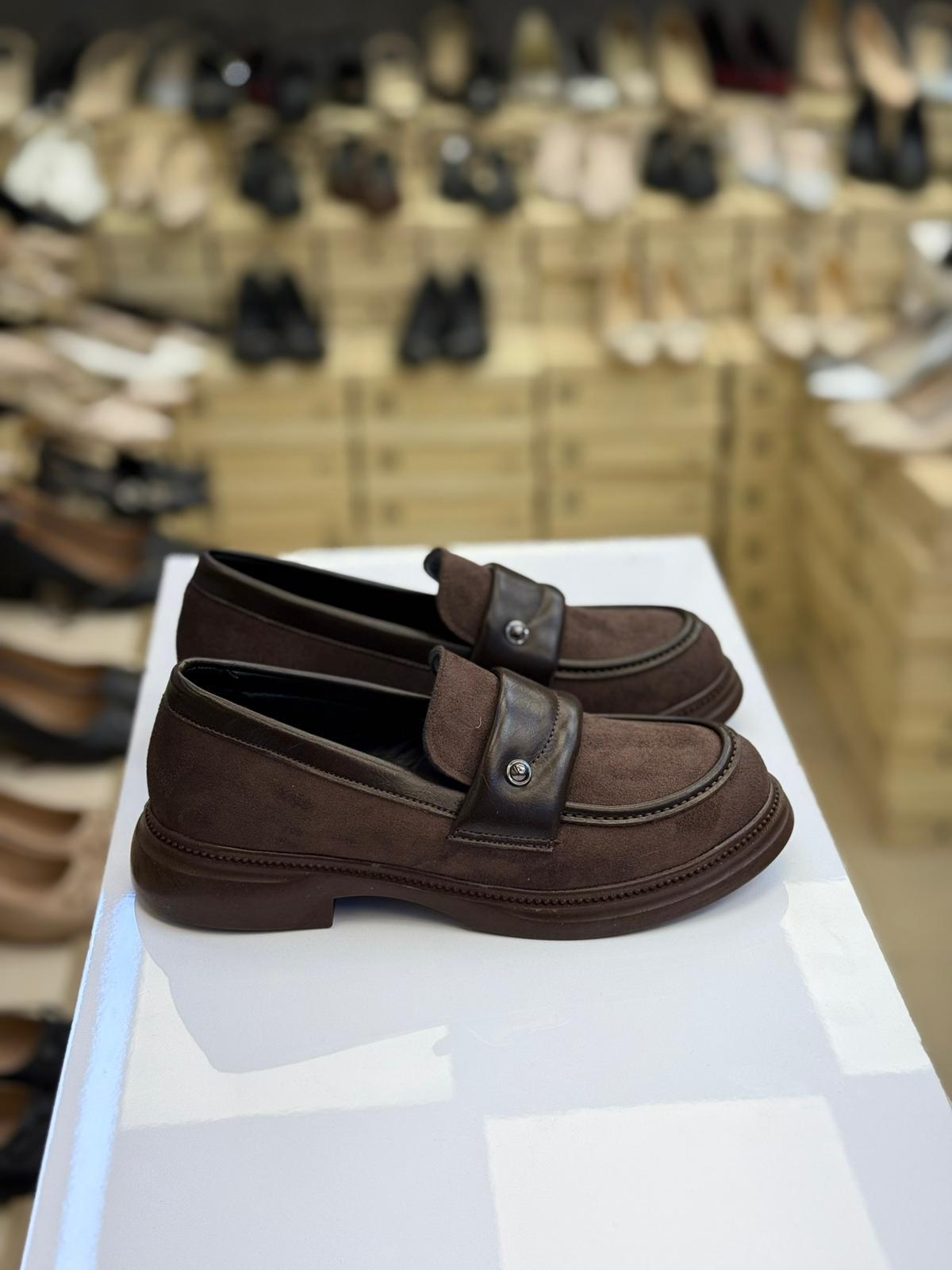 Kadın Loafer Süet Kahve YM1-KHV