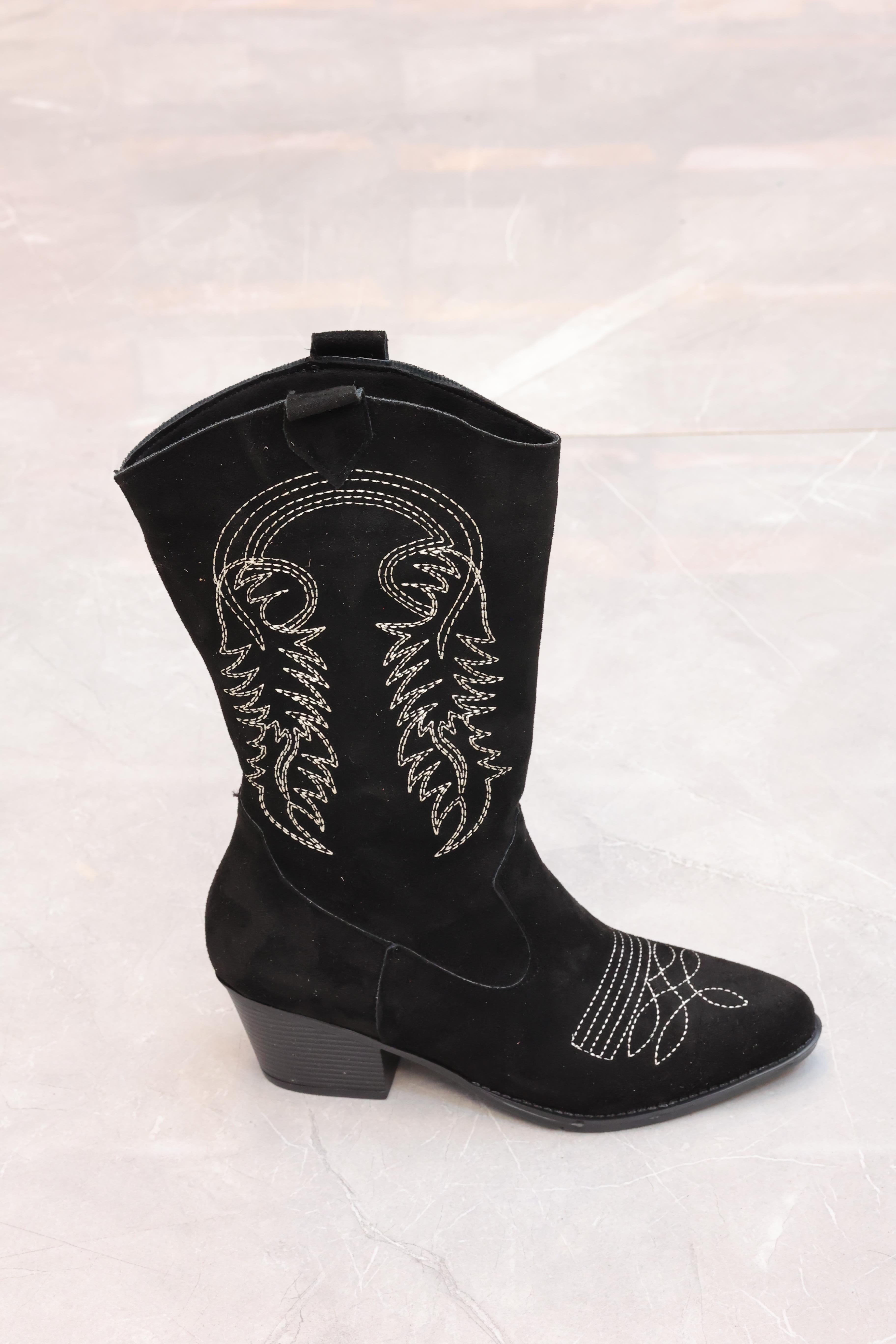 Kadın Topuklu Kovboy Çizmesi Siyah