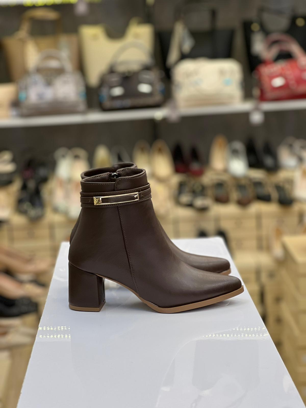 Kare Topuk Fermuarlı Acı Kahve Bot