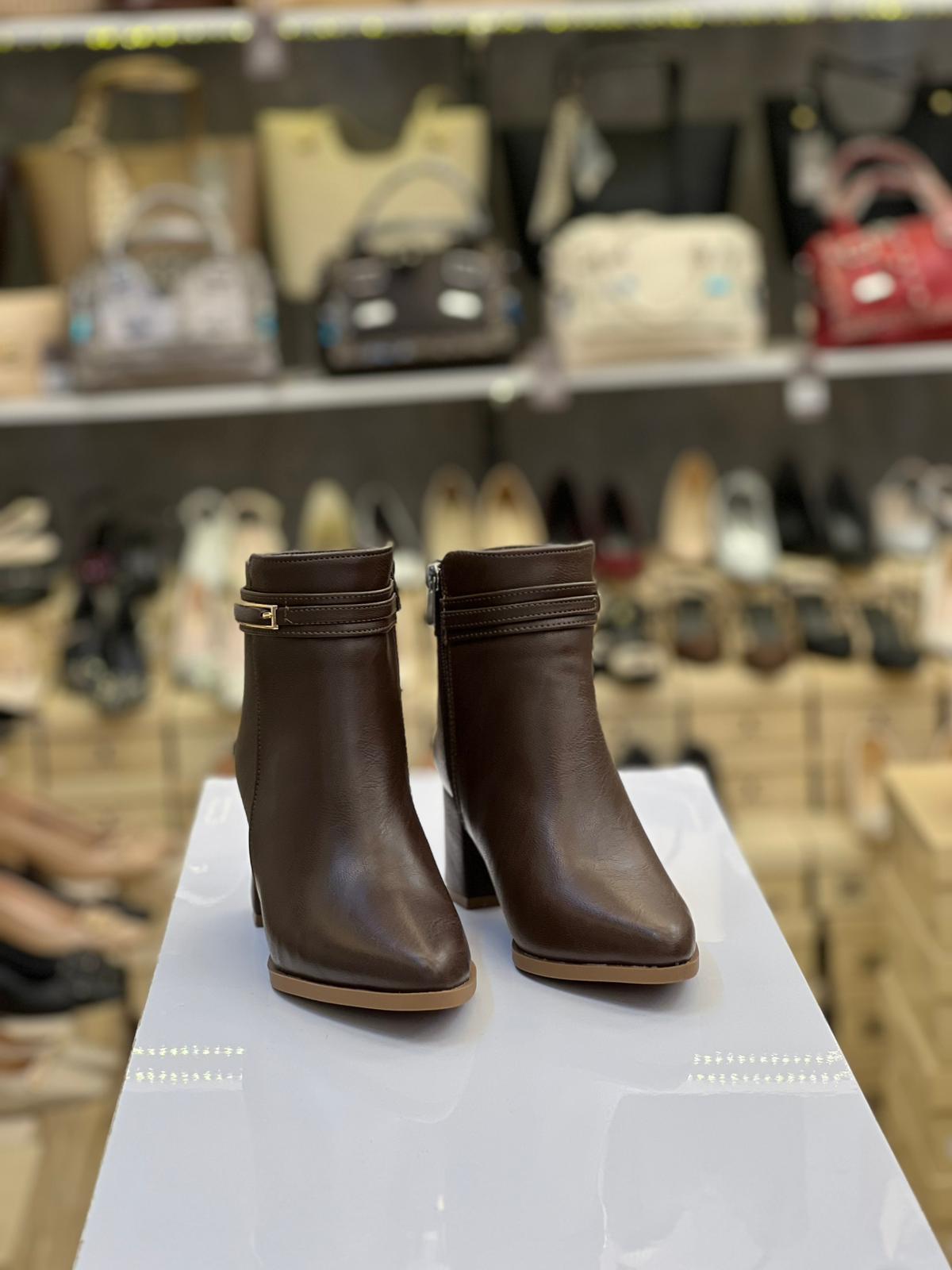 Kare Topuk Fermuarlı Acı Kahve Bot